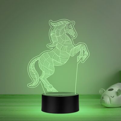 3D Illusion Horse Led Night Lamp 16 Color Changing Light with Remote Control Gifts for Child Baby Boy and Girl